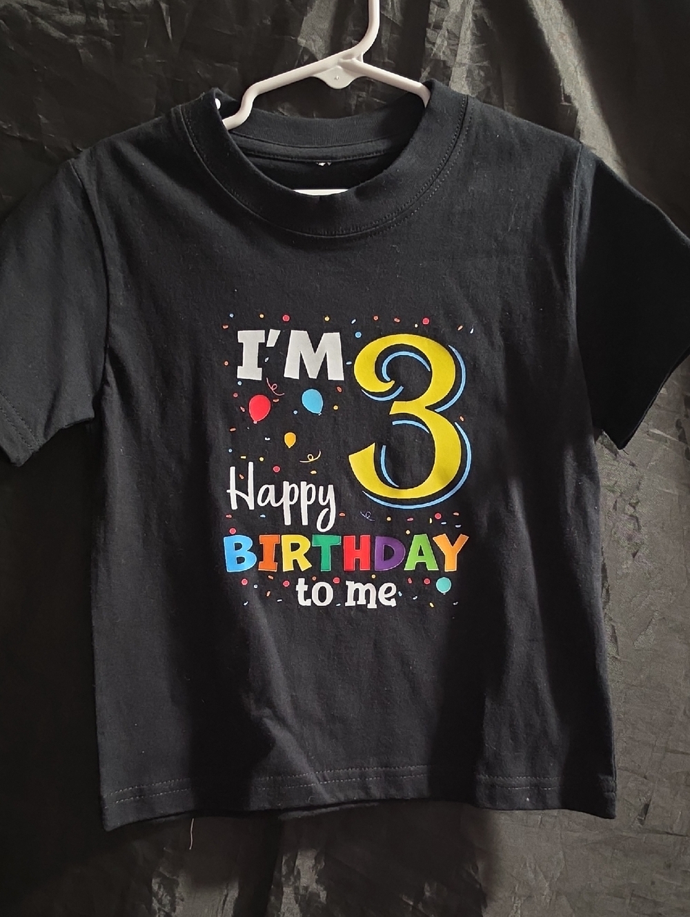 Black 'I'm 3' Birthday Tee for Kids - Colorful Graphic